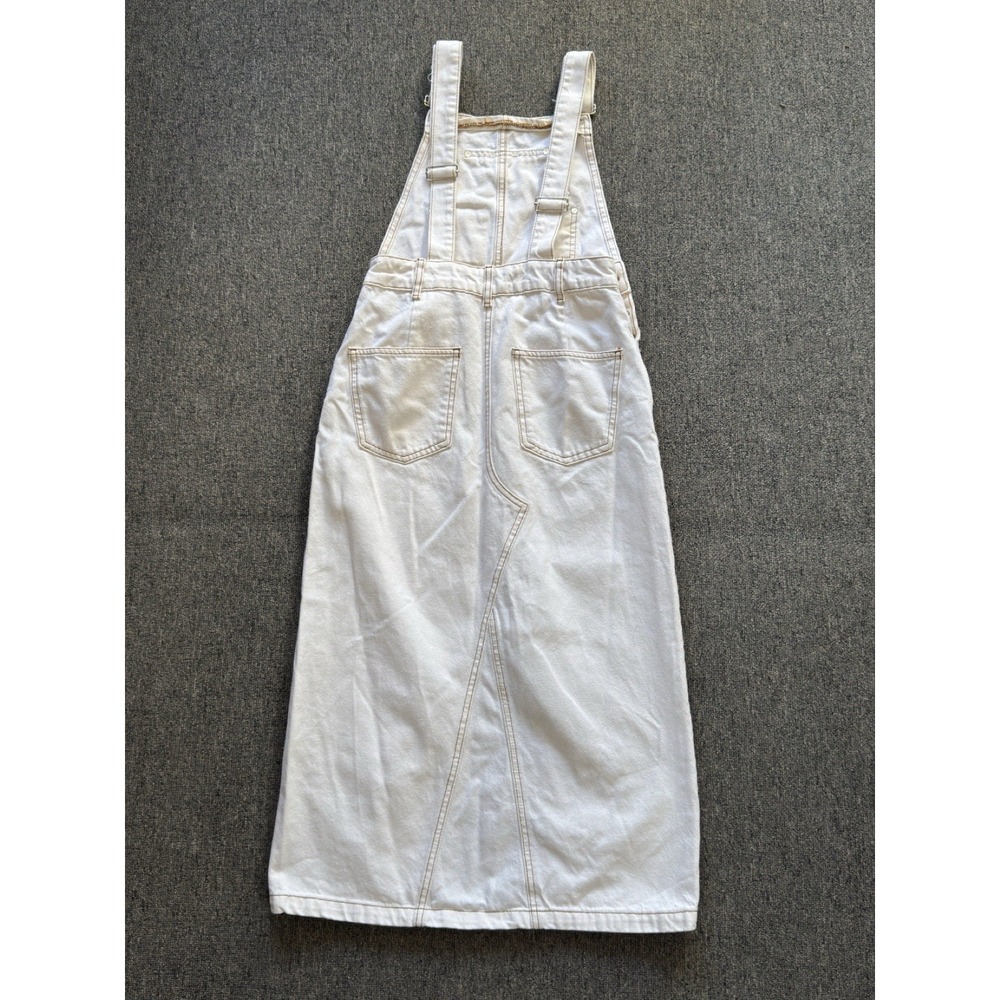 Zara The Bib Overall Utility Midi Skirt Dress Size XS White 100% Cotton - Picture 8 of 16